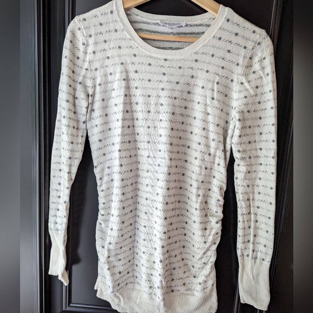 Motherhood Maternity White and Gray Sweater